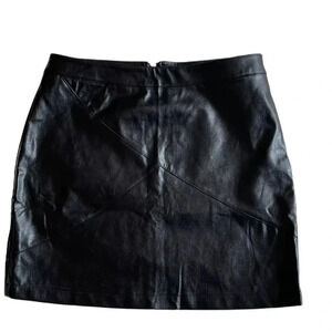 Faux Vegan Leather Solid Black A Line Mini Skirt Women's Size Large